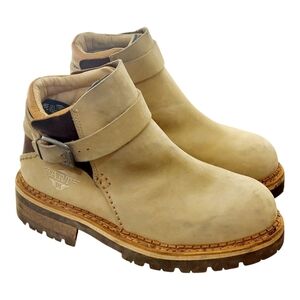 The Art Company Platform Boots 90s Vintage Steel Toe Leather Shoes Size 12 Tan